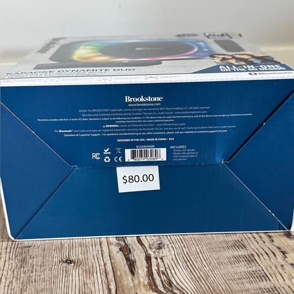 Brookstone Karaoke Dynamite Duo Wireless Led Speaker With 2 Wireless Microphones - Picture 9 of 13